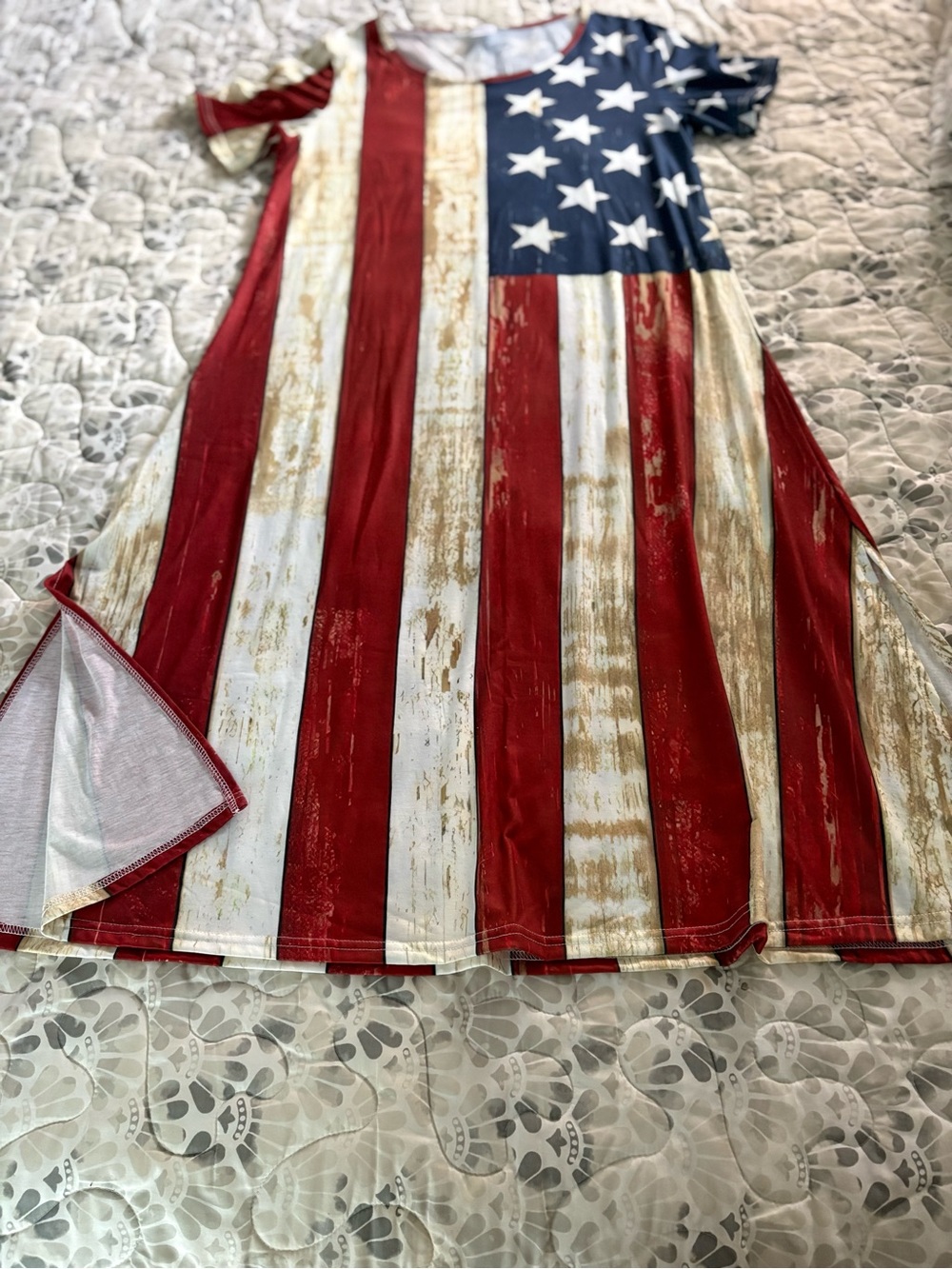 Girls' Americana Flag T-Shirt Dress - Red, White & Blue